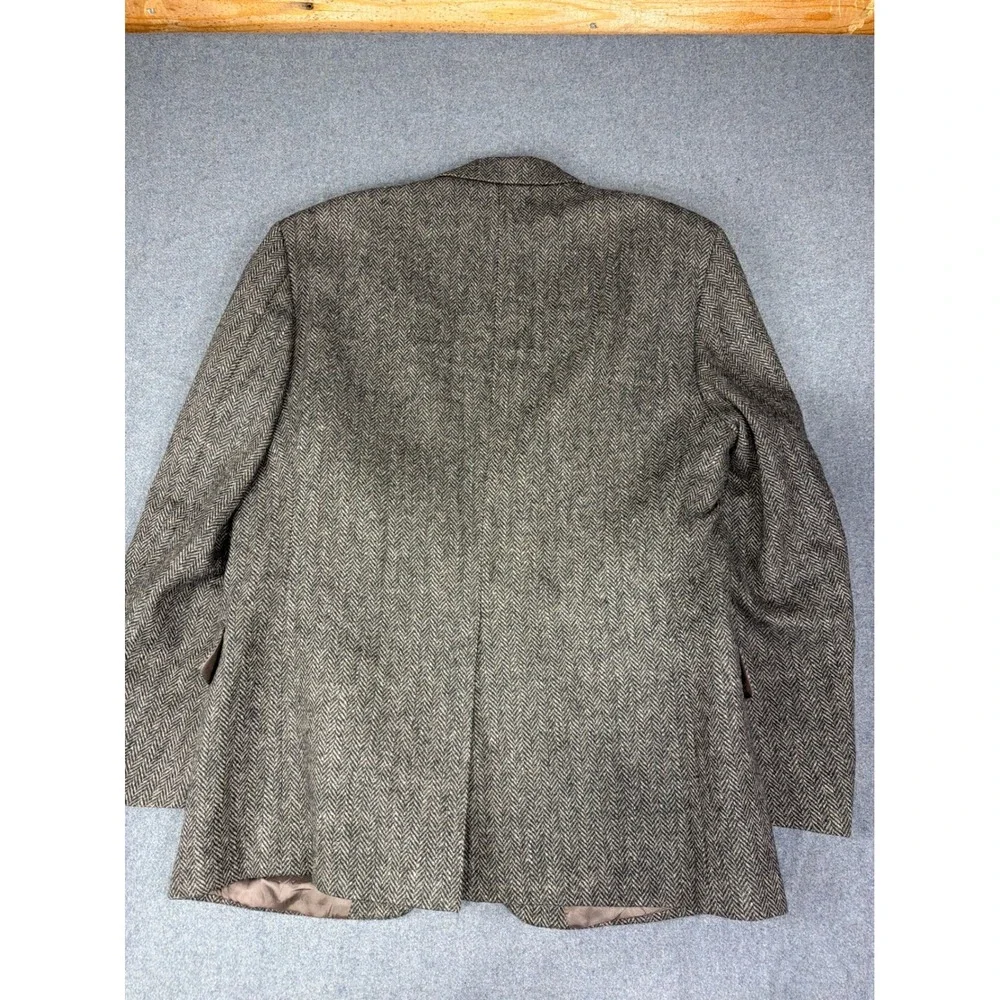 ROBERT STOCK Men's 43R Herringbone‎ Wool Blazer Jacket Brown Tan VTG Sport Coat